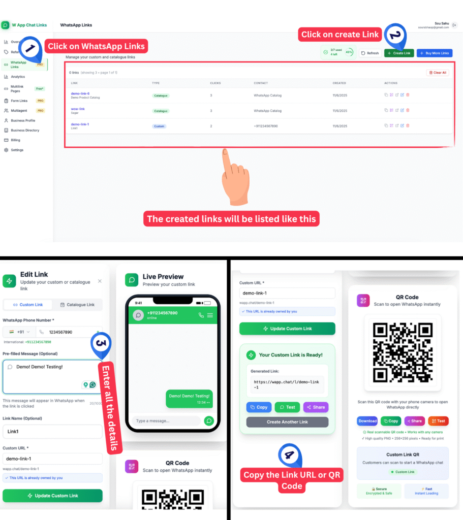 How to Create a Custom WhatsApp Link in WaLinks