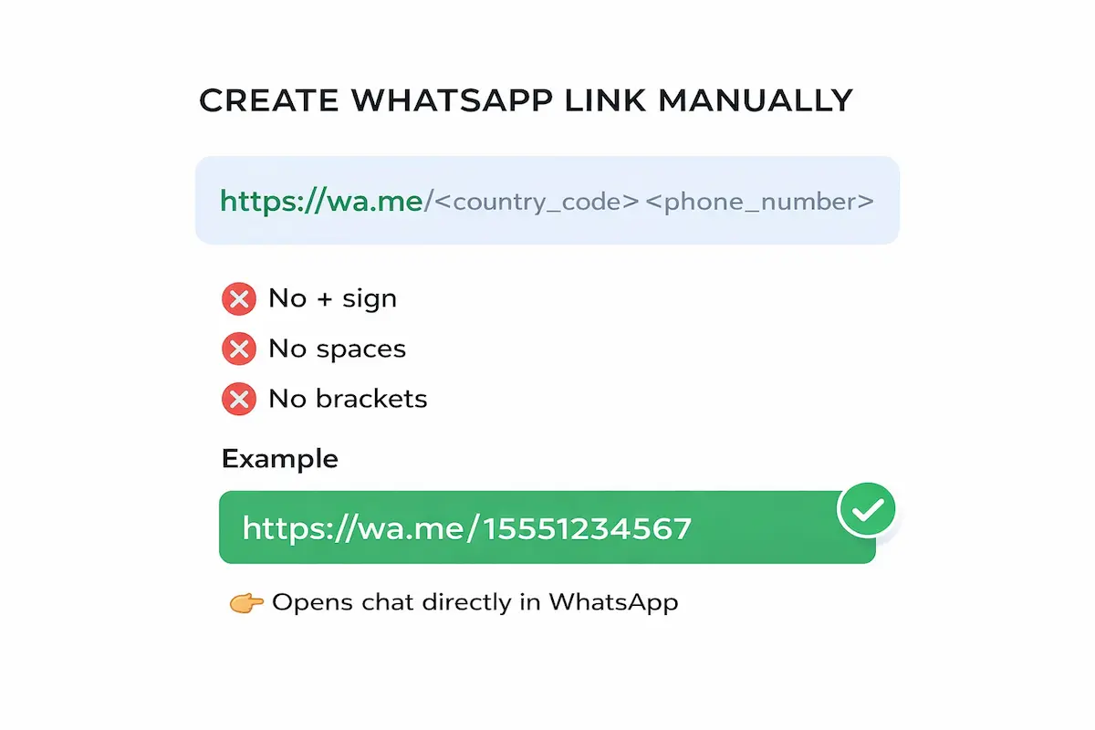 Create WhatsApp Link Manually